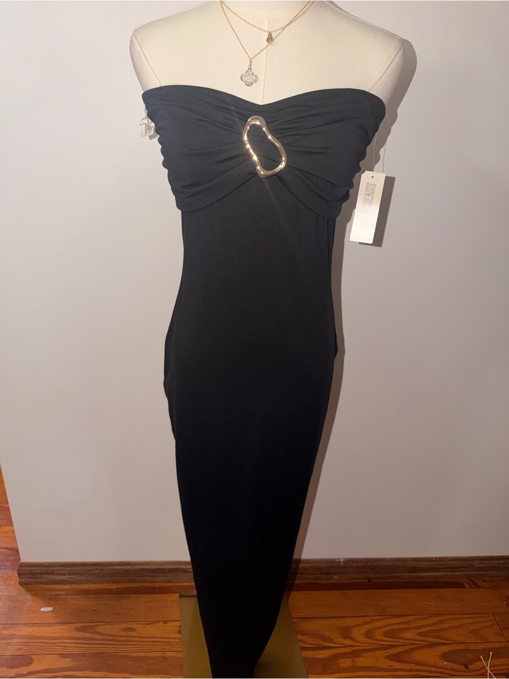Elegant Strapless Black Maxi Dress